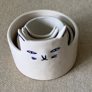 Kaye Blegvad Anthropologie Cat Measuring Cups Ceramic Stoneware